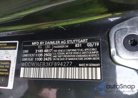 2019 Mercedes-Benz Amg C 43 4Matic из США, поврежденный, VIN WDDWJ6EB3KF894277